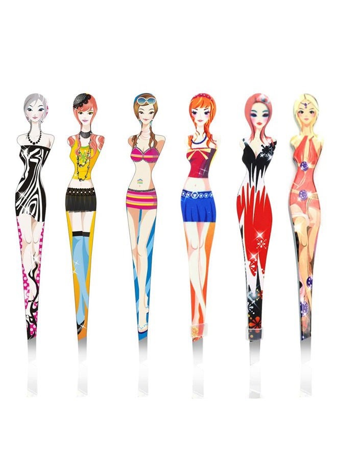 Pinkiou Professional Slant tip Eyebrow Tweezers beauty cosmetic makeup clip 6 style pack of 6 pcs (Bikini) - Image 1