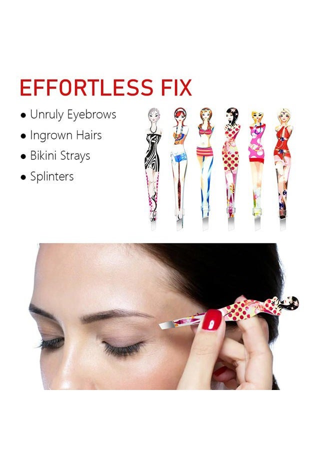 Pinkiou Professional Slant tip Eyebrow Tweezers beauty cosmetic makeup clip 6 style pack of 6 pcs (Bikini) - Image 2