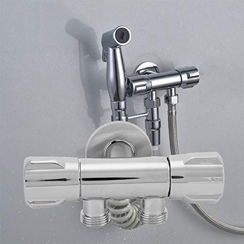 ViaGasaFamido Double Switch Outlet Angle Valve for Toilet Bidet Shower Faucet - G1/2 Copper Double Outlet Shut Off Bathroom Accessories Water Supply Line with Dual Control Valves - Image 3