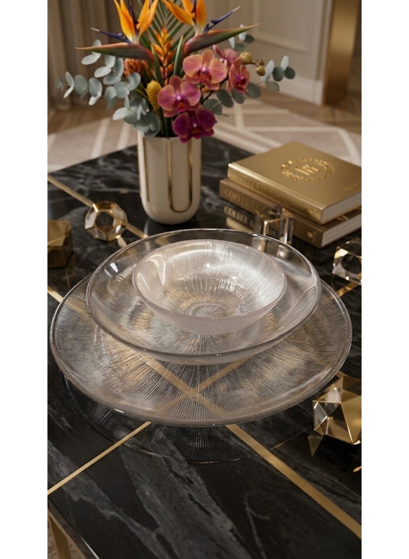 Rayan A 3-piece glass dinnerware set with a modern design - Image 1