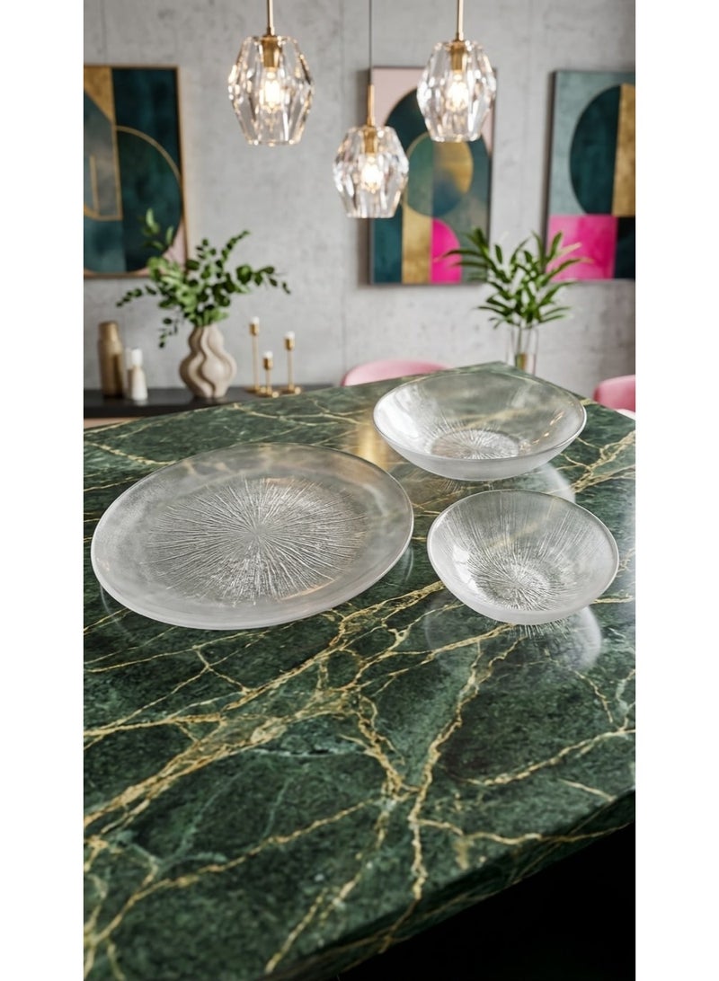 Rayan A 3-piece glass dinnerware set with a modern design - Image 2