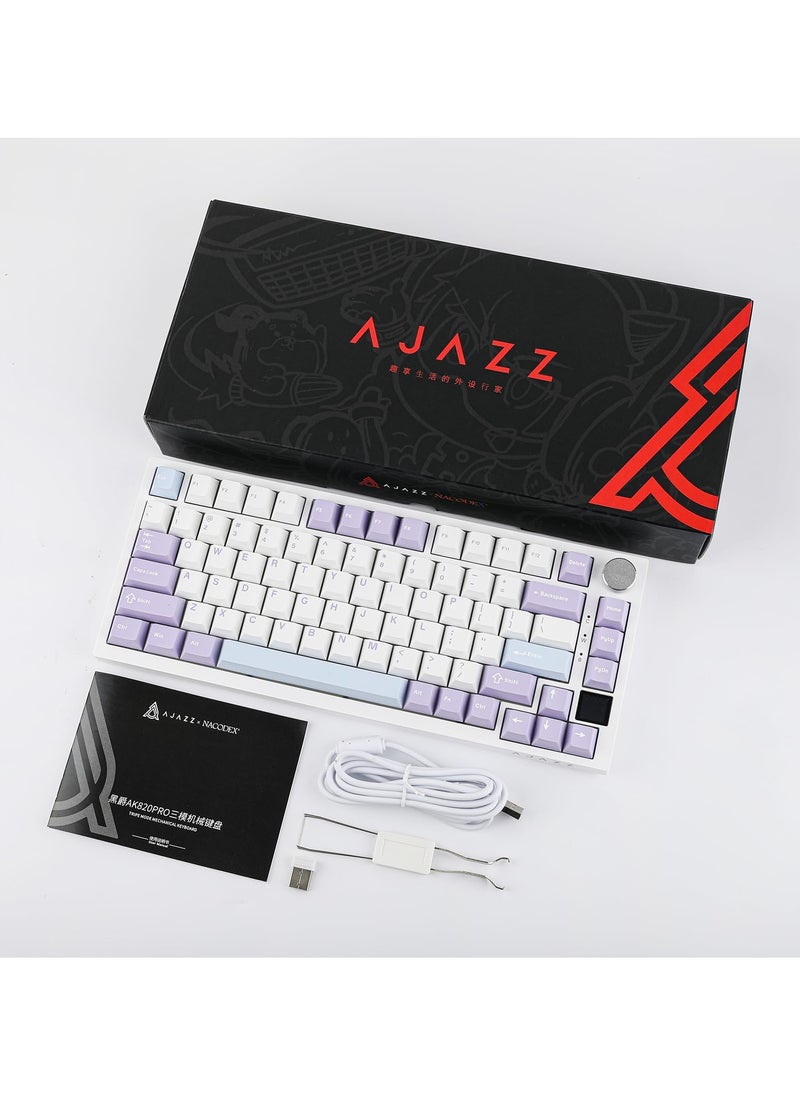 Ajazz - Ajazz AK820 Pro Mechanical Keyboard Wireless/Bluetooth/USB RGB Backlit Soundproofing Foam for PC Mac Win - Image 1