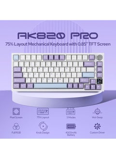Ajazz Ajazz AK820 Pro Mechanical Keyboard Wireless/Bluetooth/USB RGB Backlit Soundproofing Foam for PC Mac Win  - Image 2