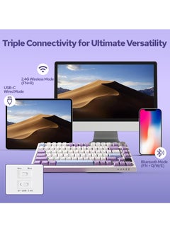 Ajazz Ajazz AK820 Pro Mechanical Keyboard Wireless/Bluetooth/USB RGB Backlit Soundproofing Foam for PC Mac Win  - Image 4