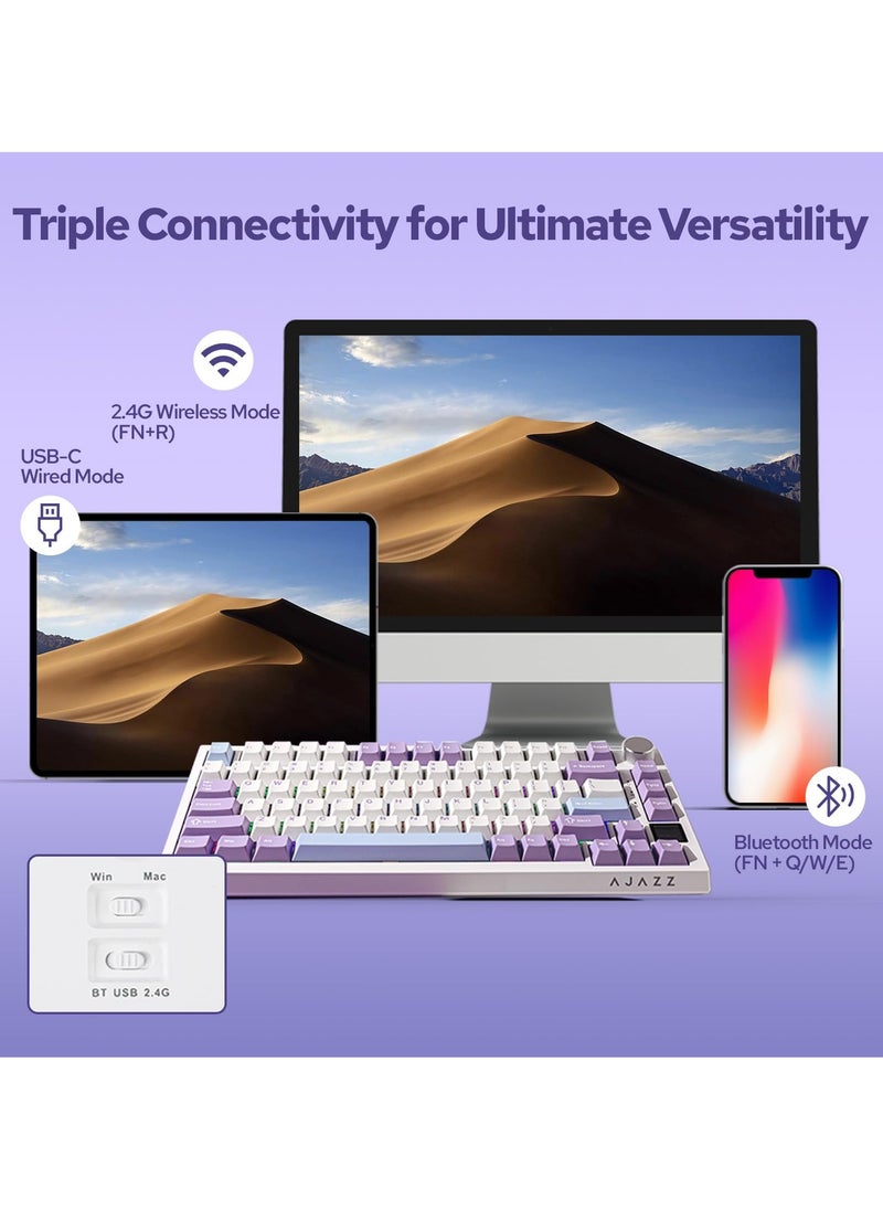 Ajazz - Ajazz AK820 Pro Mechanical Keyboard Wireless/Bluetooth/USB RGB Backlit Soundproofing Foam for PC Mac Win - Image 1