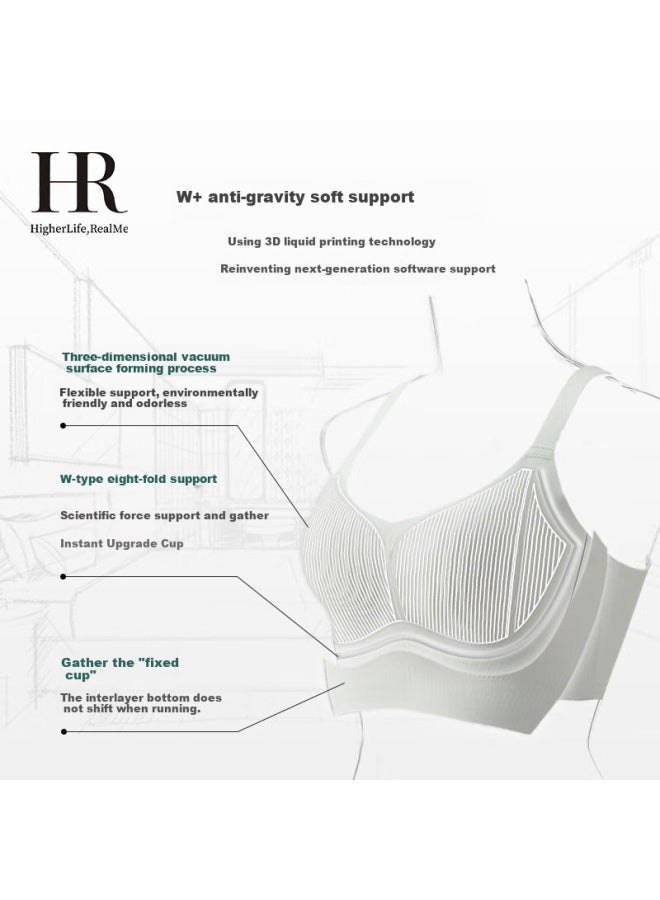 Hr Innovative Mask Cup Big Chest Shows Small Bra Women's Bra Upper Support Lift Adjustment Bra Champagne White L - Image 3
