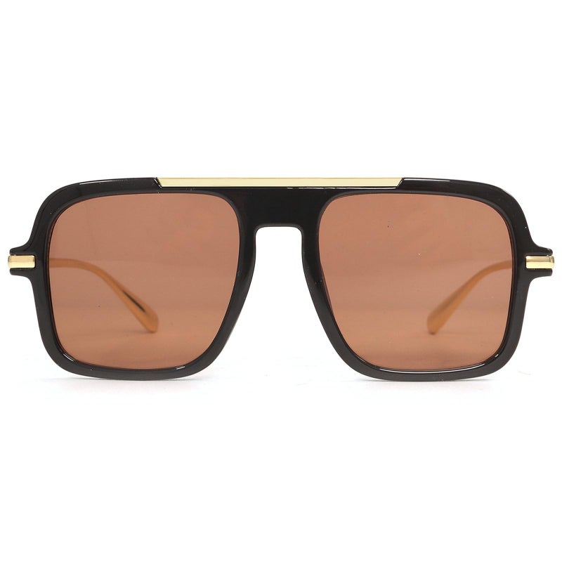 Mincl Retro Square Sunglasses for Womens Mens Vintage Oversized Pilot Sun Glasses 70s 80s 90s Shades (black brown) - Image 1