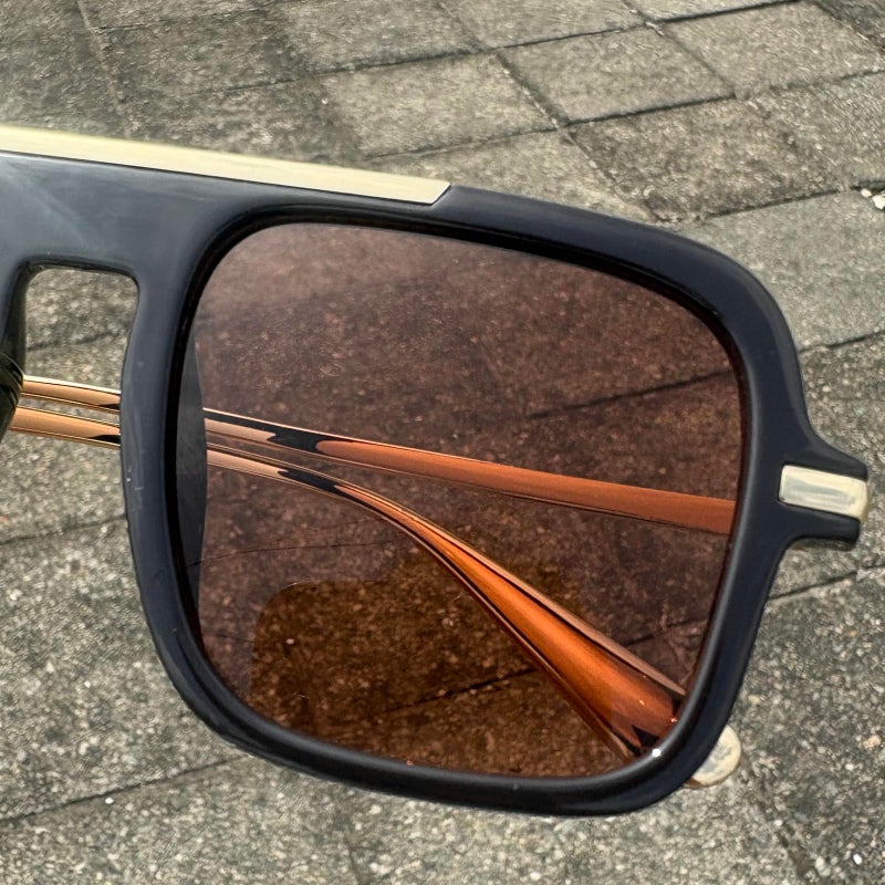 Mincl Retro Square Sunglasses for Womens Mens Vintage Oversized Pilot Sun Glasses 70s 80s 90s Shades (black brown) - Image 5