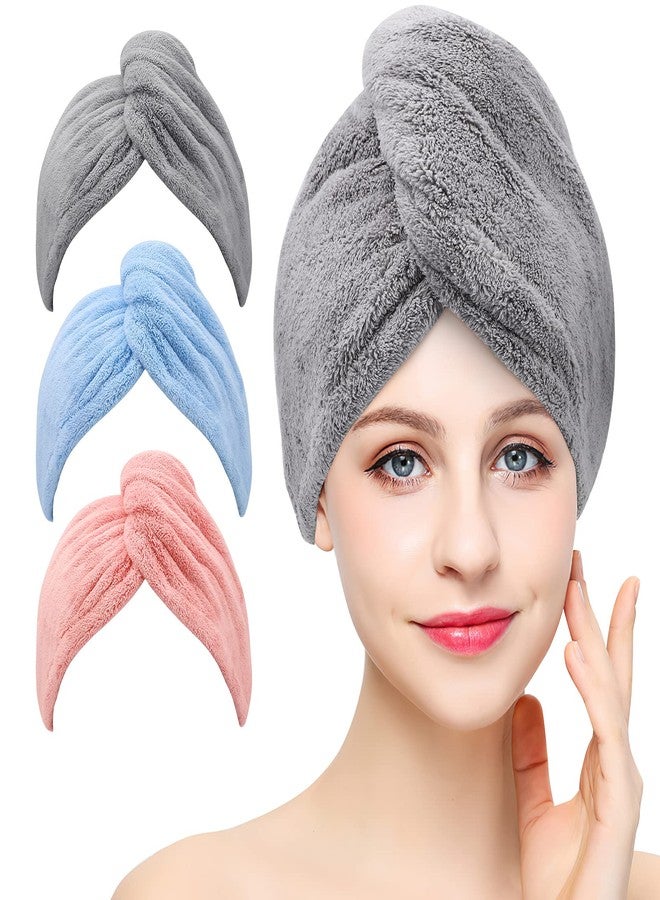DMAYA Microfiber Hair Towel Wrap Super Absorbent Twist Turban for Women Fast Drying Hair Caps with Buttons for Drying Curly, Long & Thick Hair Anti Friz - Image 1