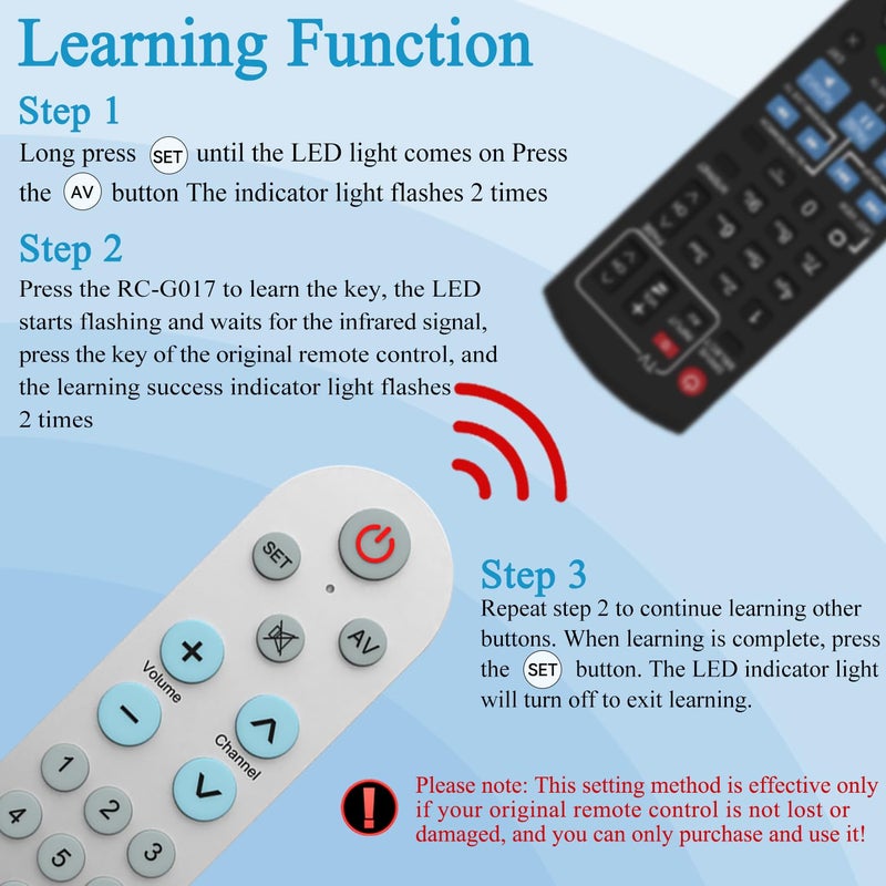 MYHGRC Learning Big Button Universal TV Remote for Elderly/Seniors/Olders(Original Remote Required), with Backlit - Image 4
