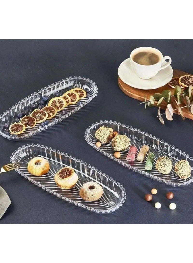 طقم أطباق تسالي زجاجي (قطعتين) من جلاس هوم، تصميم شكل ورق شجر (ميني) - لتقديم المكسرات والكحك والتمر - Image 2