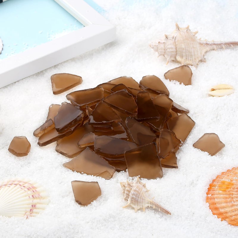 LAIDANLA 13oz Sea Glass for Crafts, 0.78–1.57in Brown Frosted Seaglass Decorative Glass Stones Vase Filler for DIY Resin Art Coastal Home Decor Aquarium Wedding Table Centerpieces - Image 2