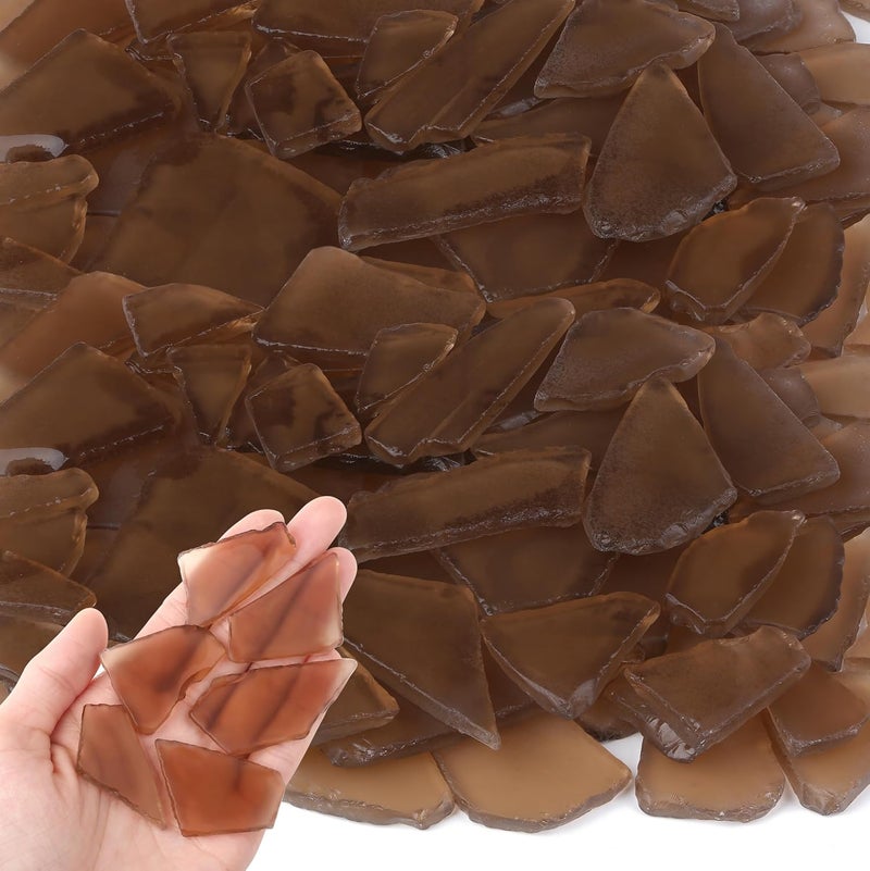 LAIDANLA 13oz Sea Glass for Crafts, 0.78–1.57in Brown Frosted Seaglass Decorative Glass Stones Vase Filler for DIY Resin Art Coastal Home Decor Aquarium Wedding Table Centerpieces - Image 1