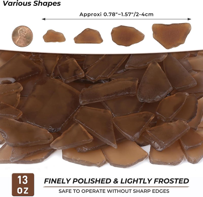 LAIDANLA 13oz Sea Glass for Crafts, 0.78–1.57in Brown Frosted Seaglass Decorative Glass Stones Vase Filler for DIY Resin Art Coastal Home Decor Aquarium Wedding Table Centerpieces - Image 3