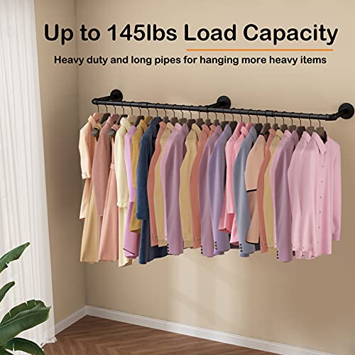 UlSpeed Wall Mounted Clothes Rack 52.6in, Industrial Pipe Clothing Racks Wall Mount, Heavy Duty Detachable Iron Garment Bar, Saving Space, Multi-Purpose Hanging Rod for Bedroom, Laundry Room, 2 Packs - Image 5