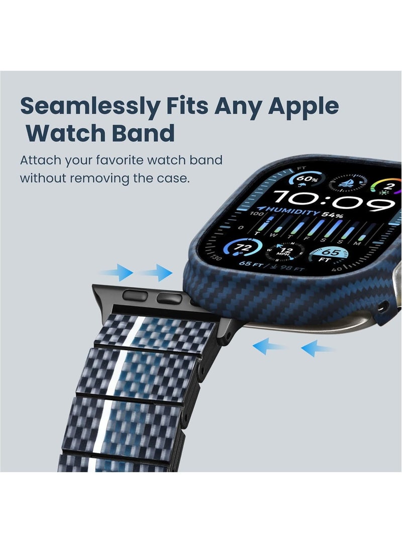 PITAKA PITAKA Apple Watch Ultra 2/Apple Watch Ultra Case, Exquisite Minimalist Slim Apple Watch Ultra Case 49mm - Aramid Fiber Made [Air Case] Blue  - Image 5