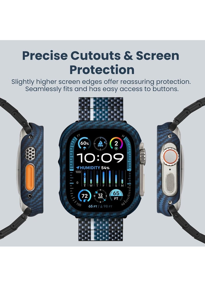 PITAKA PITAKA Apple Watch Ultra 2/Apple Watch Ultra Case, Exquisite Minimalist Slim Apple Watch Ultra Case 49mm - Aramid Fiber Made [Air Case] Blue  - Image 4