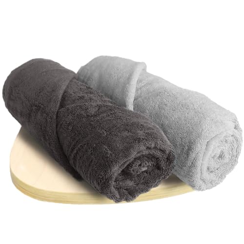 HEELIUM Bamboo Bath Towel | Ultra Absorbent | 3X Softer Than Cotton Towels | 140 x 70 cm - 600 GSM | Pack of 2 - Light Grey, Grey - Image 1