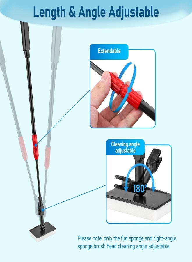 Mogoko 6 in 1 Aquarium Cleaning Tool Kit, Multi-Use Fish Tank Cleaning Kit with Telescopic Long Handle, Algae Scraper Scrubber Pad Scrub Brush Fish Net Gravel Rake - Image 4