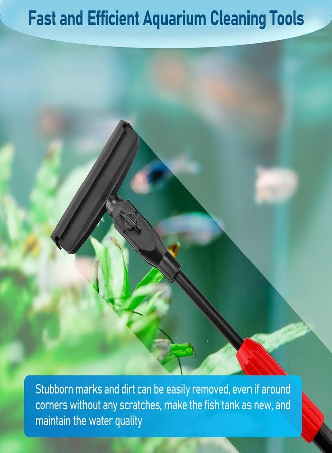 Mogoko 6 in 1 Aquarium Cleaning Tool Kit, Multi-Use Fish Tank Cleaning Kit with Telescopic Long Handle, Algae Scraper Scrubber Pad Scrub Brush Fish Net Gravel Rake - Image 5