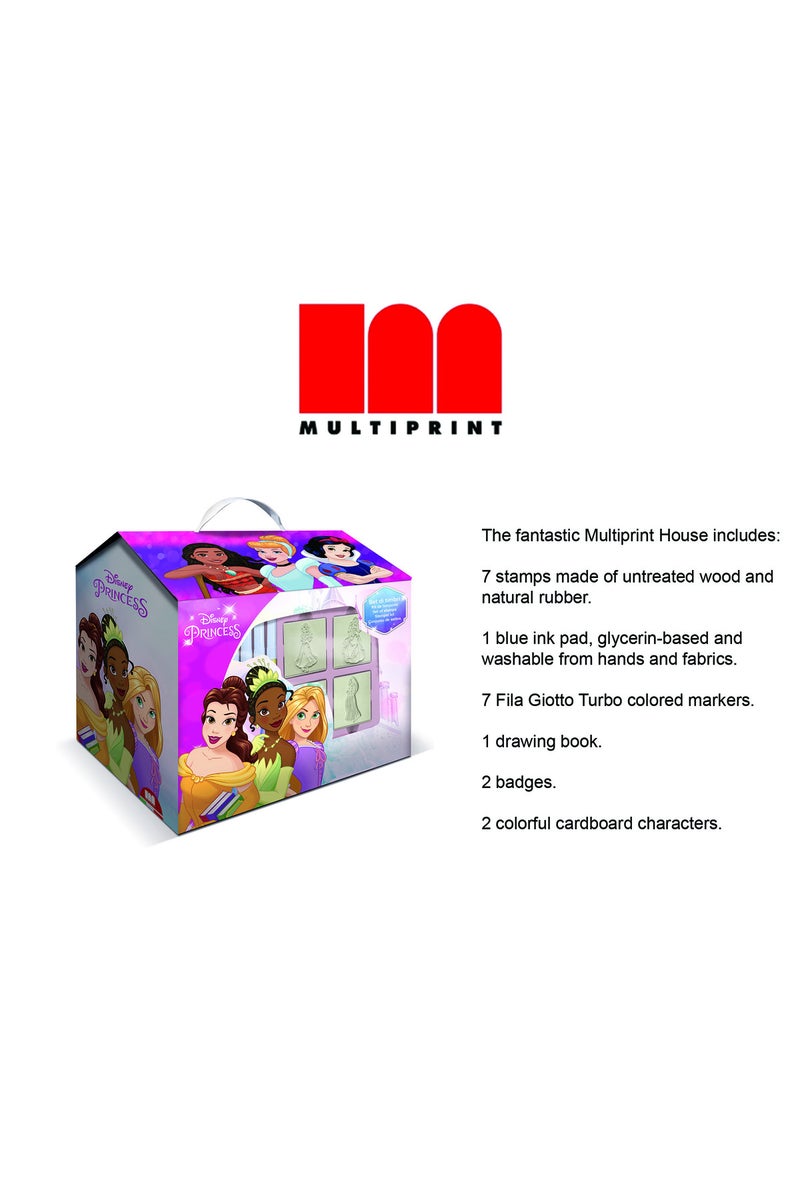 Multiprint Princess House – Creative Stamping & Coloring Set for Kids – Includes 7 Wooden Stamps, Washable Ink, 7 Markers, Drawing Book & More – Made in Italy - Image 3