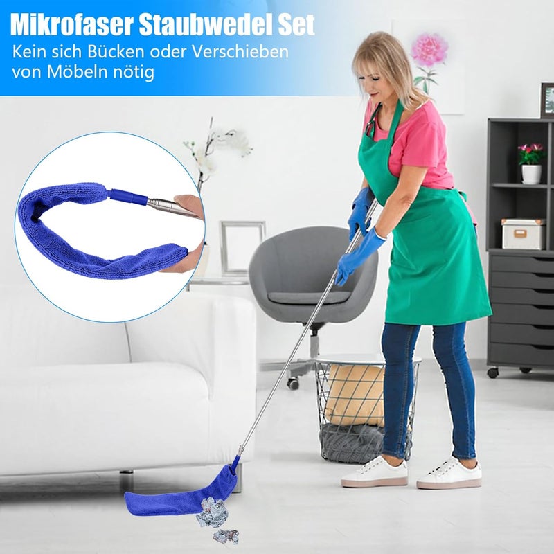wlich 7-Piece Telescopic Washable Duster Long Extendable up to 213 cm Spider Web Remover with Hook Microfibre Dust Mop for High Ceilings Cobwebs - Image 5