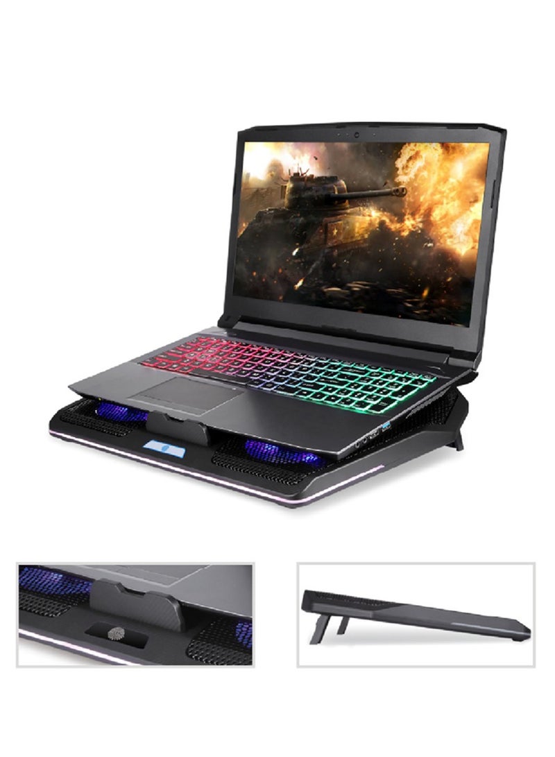 porodo وسادة تبريد متعددة المراوح للألعاب PDX110-BK - أسود - Image 3