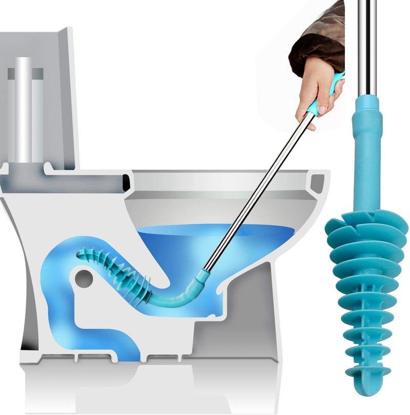 Samshow Toilet Plunger Toilet Dredge Designed for Siphon-Type, Power Cleaned Toilet Pipe, Patented, Stainless steel Handle with Wall Hook - Image 1