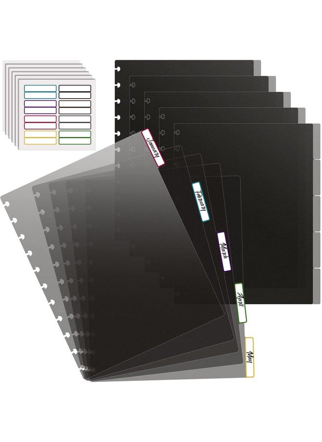 Laumoi Laumoi Letter Poly Tab Dividers for Discbound Notebooks, Disc Bound Planner Supplies Discbound Divider Tabs Binder Index Dividers for Notebook (6 Sets)  - Image 1