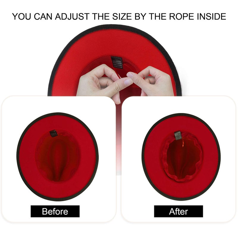 JINGSHA Wide Brim Fedora Hats for Women and Men Classic Felt Panama Hat Men's Two Tone Dress Hat with Belt Buckle - Image 5