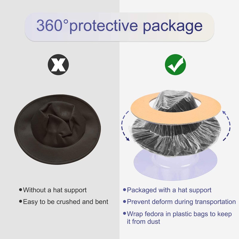 JINGSHA Wide Brim Fedora Hats for Women and Men Classic Felt Panama Hat Men's Two Tone Dress Hat with Belt Buckle - Image 4