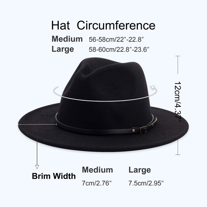JINGSHA Wide Brim Fedora Hats for Women and Men Classic Felt Panama Hat Men's Two Tone Dress Hat with Belt Buckle - Image 2