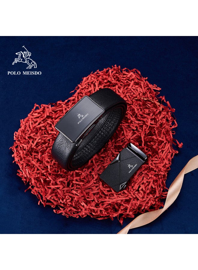 Polomeisdo Men's Belt Men's Automatic Buckle Light Luxury Double Buckle Head Set Gift Box Birthday Gift For Boyfriend Husband Father Practical - Image 1