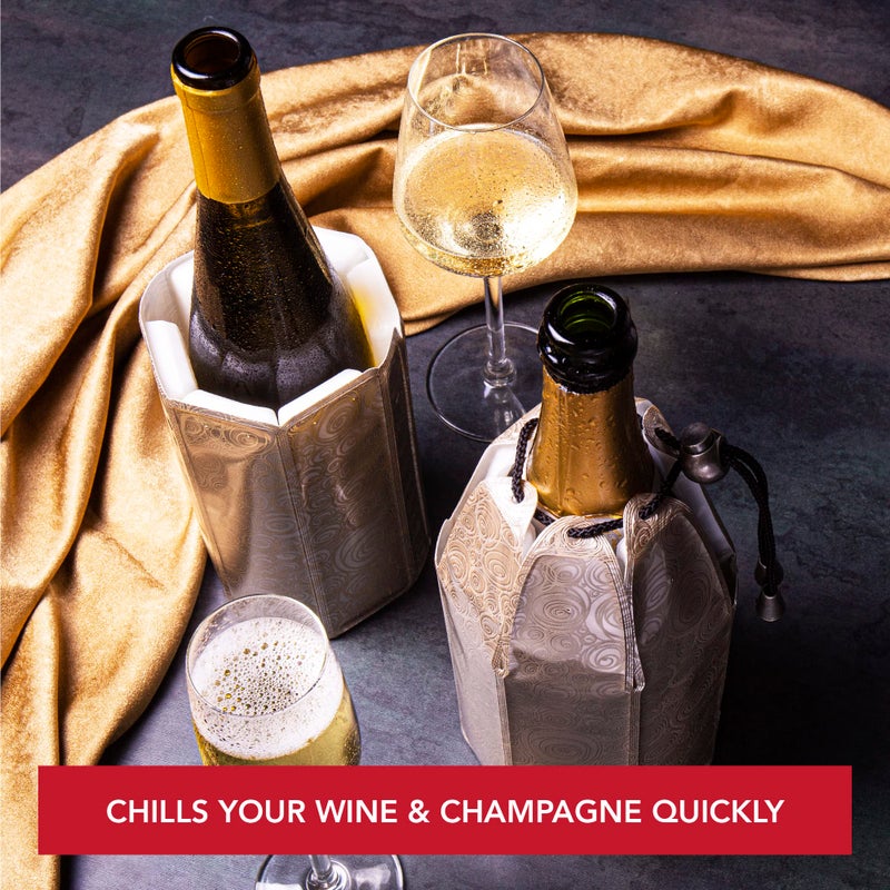 Vacu Vin Active Champagne Cooler Set - Reusable, Flexible Wine Bottle Cooler - Platinum - Champagne Cooler Sleeve For Standard Size Bottles - Insulated Champagne Bottle Chiller to Keep Cold - Image 2