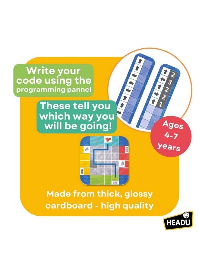 Headu Easy Coding Game for Ages 4-7 - STEM Coding Games, Kit for Kids Activities, Learning Programming Kit Toys, Board Game Gift for Kids, Preschool Learning Toys, Teacher Homeschool Supplies