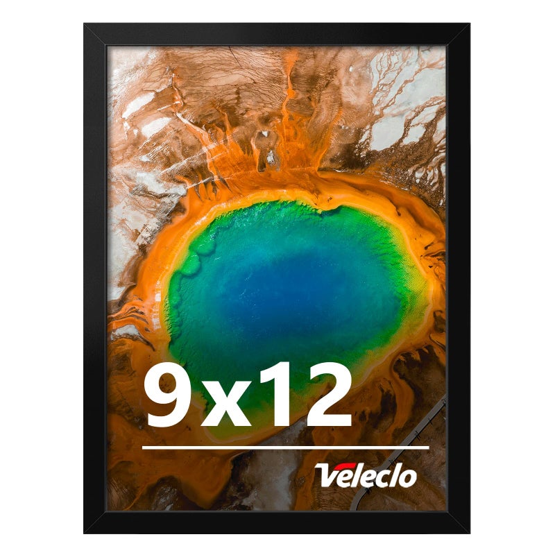 Veleclo 9 x 12 Picture Frame for Wall Display, 9x12 Black Picture Frame with Shatter Resistant Plexiglass, Stable and Sturdy 9 x 12 Poster Frame for Wall Display, Handpicked Gift Collection, 1 Pack - Image 1