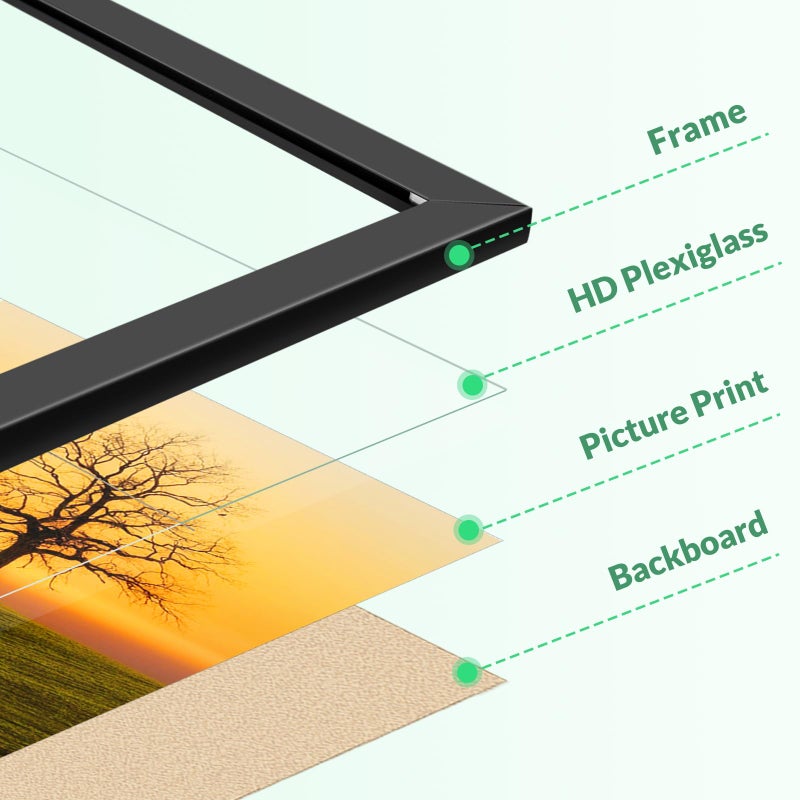 Veleclo 9 x 12 Picture Frame for Wall Display, 9x12 Black Picture Frame with Shatter Resistant Plexiglass, Stable and Sturdy 9 x 12 Poster Frame for Wall Display, Handpicked Gift Collection, 1 Pack - Image 2