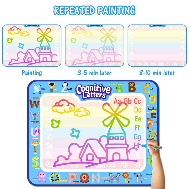 Jasonwell Aqua Water Doodle Mat 40 X 32 Inches Large Magic Drawing Doodling Mat Coloring Mat Educational Toys Christmas Birthday Gifts for Kids Toddler Boys Girls Age 2 3 4 5 6 7 8 Year Old (Alphabet) - Image 5