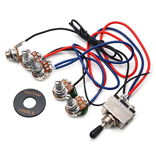 SAPHUE Guitar Wiring Harness Prewired 2V2T 3 Way Toggle Switch Jack 500k Pots for Gibson Replacement Guitar - Image 1