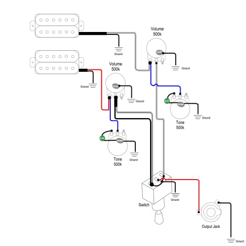 SAPHUE Guitar Wiring Harness Prewired 2V2T 3 Way Toggle Switch Jack 500k Pots for Gibson Replacement Guitar - Image 2