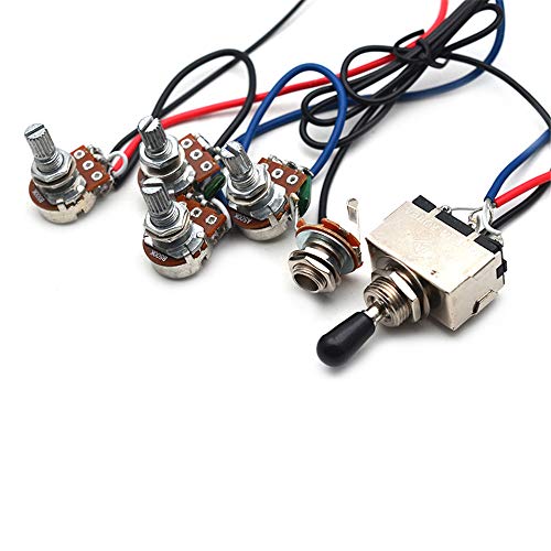 SAPHUE Guitar Wiring Harness Prewired 2V2T 3 Way Toggle Switch Jack 500k Pots for Gibson Replacement Guitar - Image 3