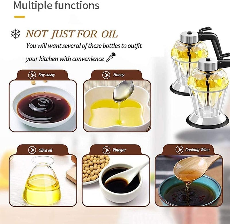 Cyrox 200ml Honey Storage Dispenser Transparent Honey Pot with Holder Oil Dispenser Pot Diamond Shape Jug for Olive Oil, Vinegar, Syrup, Sauce, Honey Kitchen BBQ Cooking Oil Container (1Pcs) - Image 2