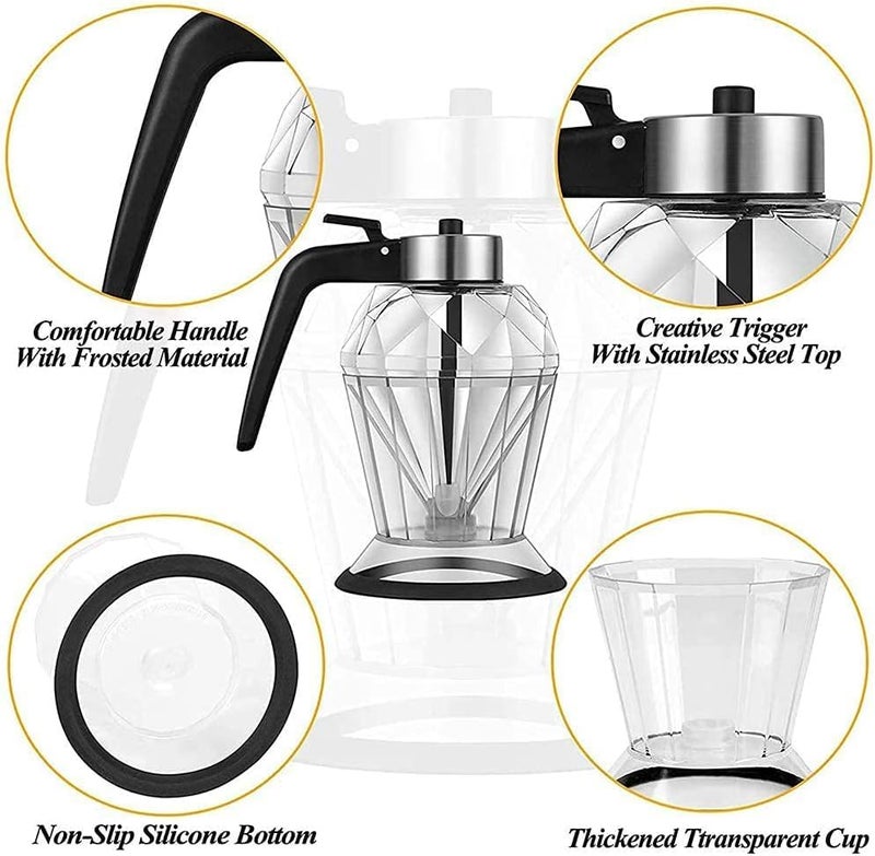 Cyrox 200ml Honey Storage Dispenser Transparent Honey Pot with Holder Oil Dispenser Pot Diamond Shape Jug for Olive Oil, Vinegar, Syrup, Sauce, Honey Kitchen BBQ Cooking Oil Container (1Pcs) - Image 3