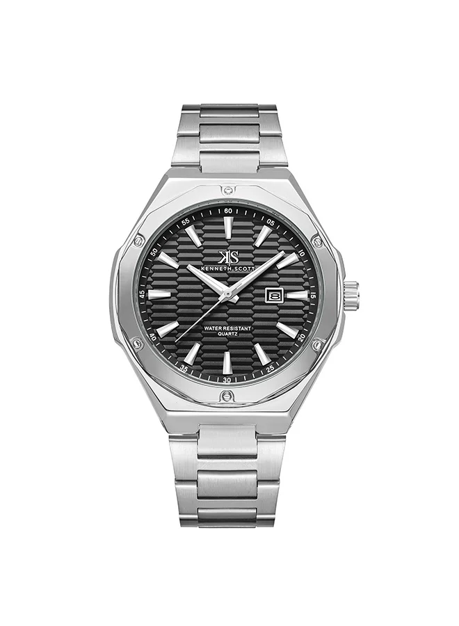 KENNETH SCOTT Stainless Steel Analog Watch K23026-SBSB - 46 mm