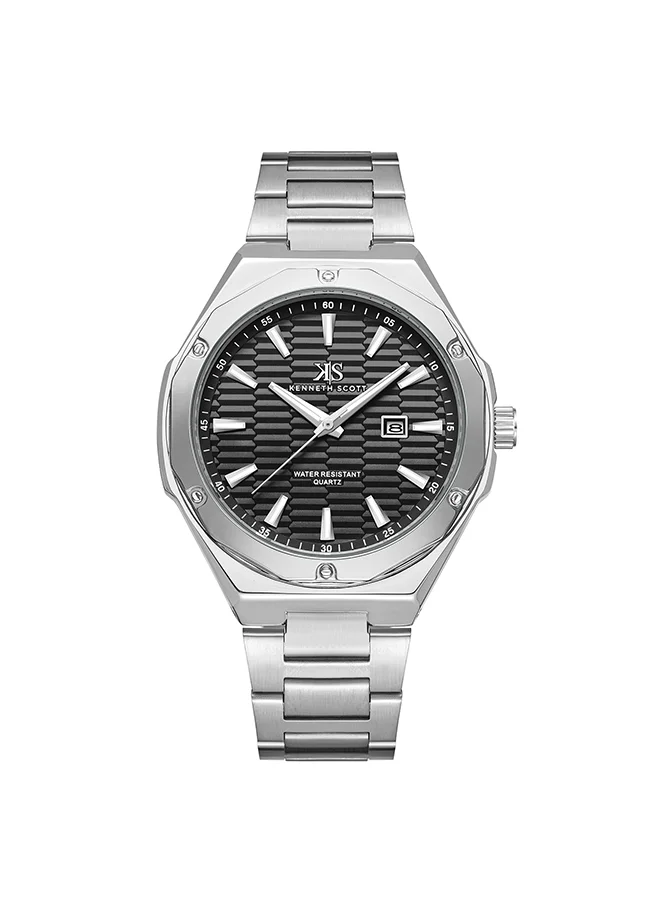 كينيث سكوت Kenneth Scott Men's Black Dial Analog Watch - K23026-SBSB