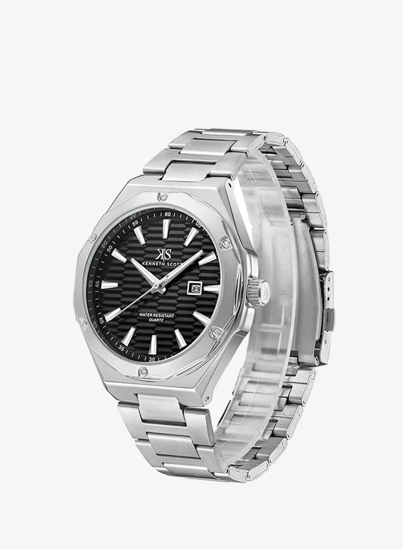 KENNETH SCOTT Stainless Steel Analog Watch K23026-SBSB - 46 mm