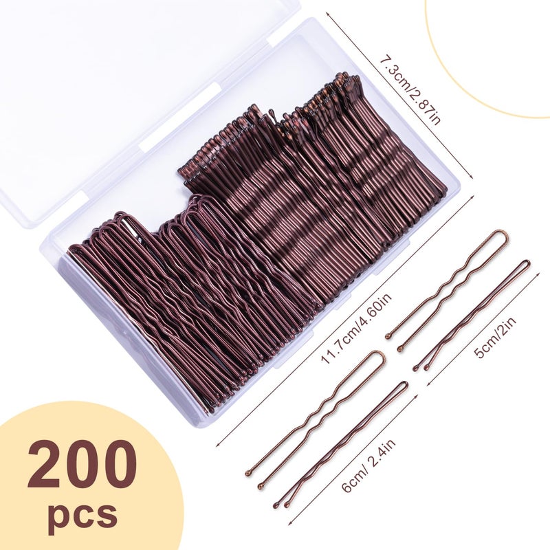 TsMADDTs Bobby Pins Brown U Shaped Hair Pins for Ballet Buns Women Girls with Storage Box, 2.4IN&2IN - Image 2