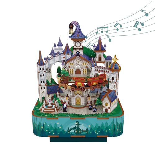 Tonecheer Wooden Music Box Puzzle for AdultsDIY Rotating Music Box Kit 3D Creative Musical Puzzle Crafts Model Building Kits Desk Decor for Teens Kids Birthday Gift Magical Castle - Image 1