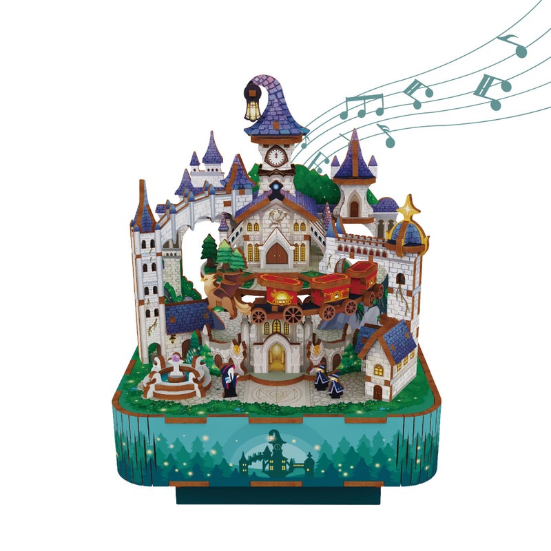 Tonecheer Wooden Music Box Puzzle for AdultsDIY Rotating Music Box Kit 3D Creative Musical Puzzle Crafts Model Building Kits Desk Decor for Teens Kids Birthday Gift Magical Castle - Image 2