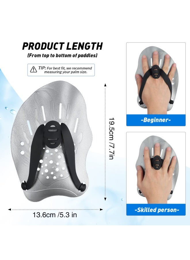 1 Pair Swimming Paddles for Hands, Swimming Training Hand Paddles with Adjustable Straps, Swim Paddles for Adult Children Unisex Professional Swimming Accessories (Silver) - Image 4